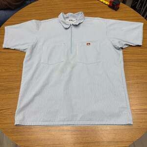 Vintage Ben Davis Short Sleeve Half-Zip Hickory Stripe Work Shirt